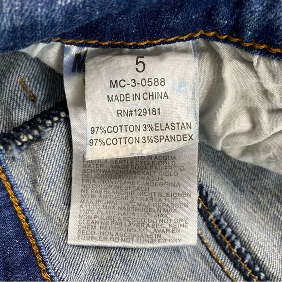 Machine Distressed Stretch Denim Bermuda Shorts Blue Sz 28 - Picture 10 of 14